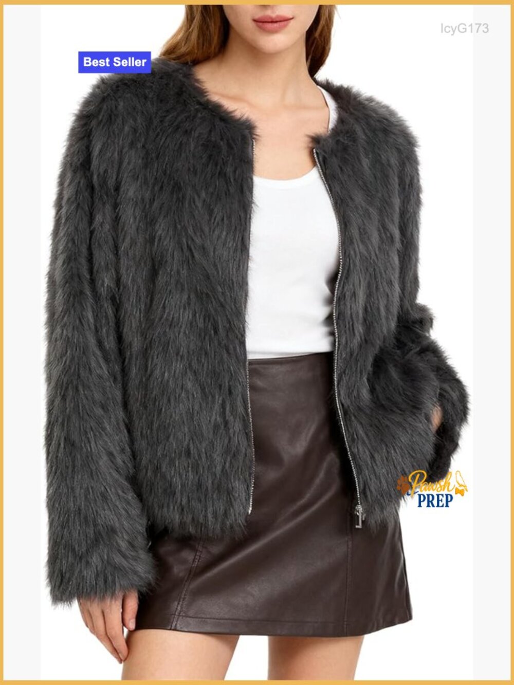 Faux Fur Zip Up Jacket with Pockets Long Sleeve Winter Coat